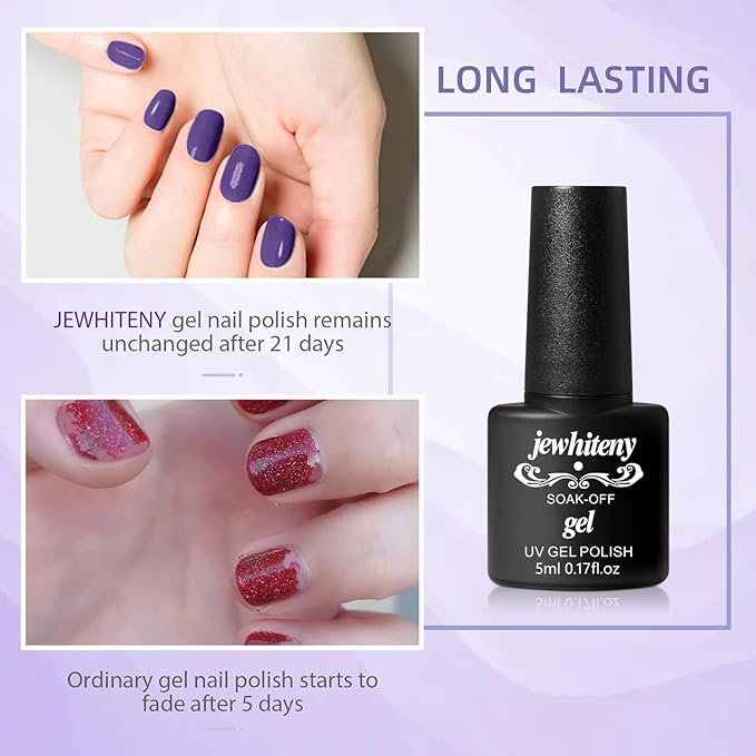 JEWHITENY 30PCS Nail Polish Kit 27 Colors Green Blue Pink Orange Gitter Sock Off Gel Polish with Matte& Glossy Top Base Coat for DIY Nail Art Manucure at Home Salon-BrightBean Baby