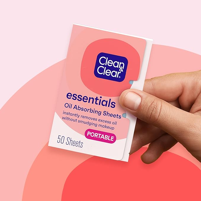 Clean & Clear Oil Absorbing Facial Sheets, Portable Blotting Papers for Face & Nose, Absorbing Blotting Sheets for Oily Skin to Instantly Remove Excess Oil & Shine, 3 x 50 ct-BrightBean Baby