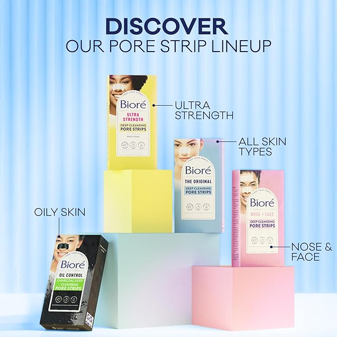 Bioré Original Blackhead Remover Strips, Deep Cleansing Nose Strips With Instant Pore Unclogging, Features C-Bond Technology, Oil-Free, Non-Comedogenic Use, 14 Count-BrightBean Baby