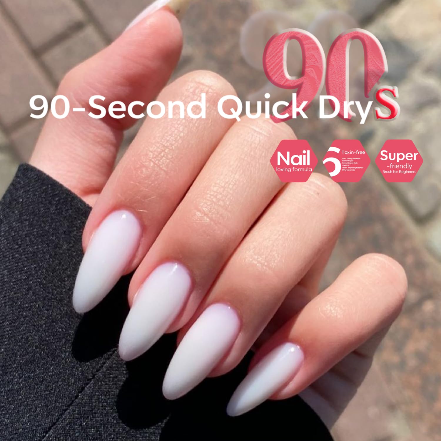 modelones Milky White Nail Polish, 15 ml Jelly Milky White Sheer Clear Nail Polish, Quick Dry Nail Lacquer Strengthener Long Last Nail Art DIY Manicure Gift for Women Girls 0.5 Fl Oz-BrightBean Baby