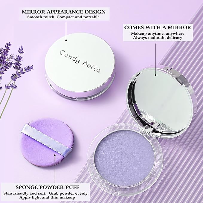 Chillab Lavender Matte Powder, Gel-like Formula Oil-Control Primer & Setting Powder, Polvos Compactos Matte Powder for Silky Blurring Oil Control-BrightBean Baby
