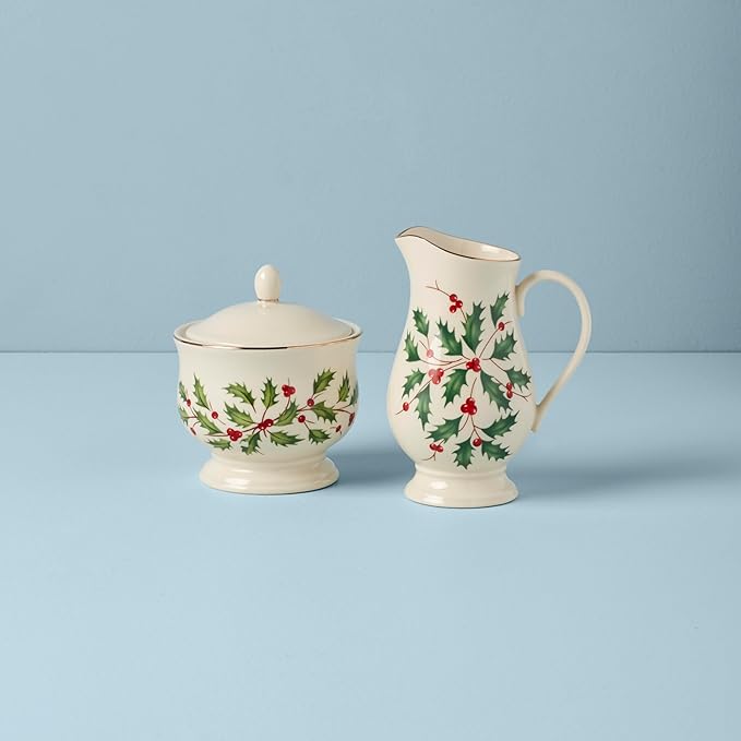 Lenox 843319 Holiday Sugar & Creamer Set, Christmas Hosting