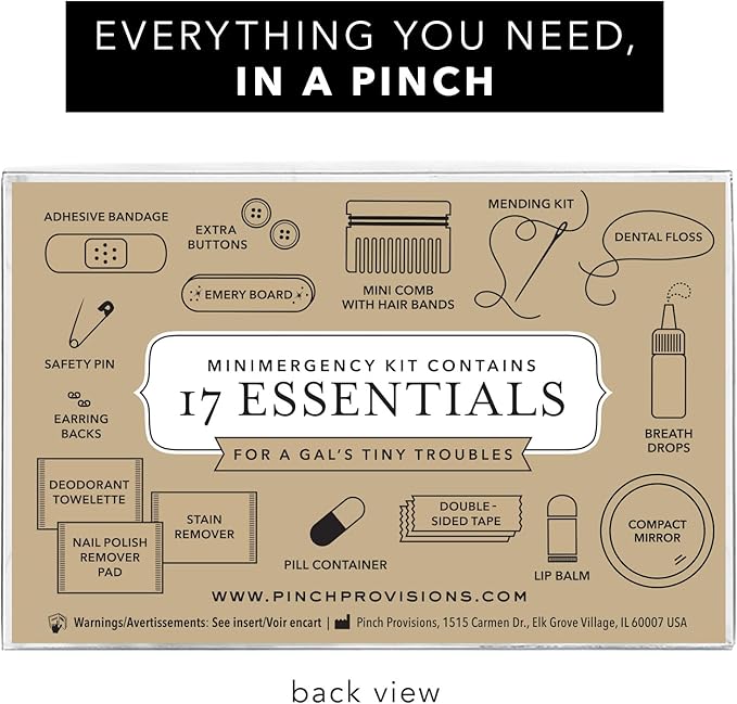 Pinch Provisions Velvet Minimergency Kit, for Her, Includes 17 Must-Have Emergency Essential Items, Compact, Multi-Functional Pouch, Gift for Parties and Birthdays-BrightBean Baby