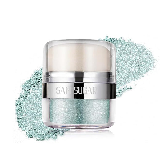 Glitter Body Highlighter Powder Body Shimmer Sparkle Face Brightening Highlighter Powder for Face Eyes Body Glow Makeup With sponge head（05#）-BrightBean Baby