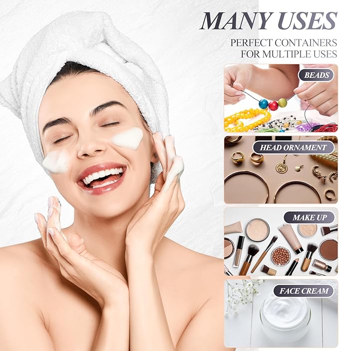 SATINIOR 24 Pieces Empty Clear Plastic Jars with Lids Round Storage Containers Wide-Mouth for Beauty Product Cosmetic Cream Lotion Liquid Butter Craft and Food (Transparent Lid, 4 oz)-BrightBean Baby