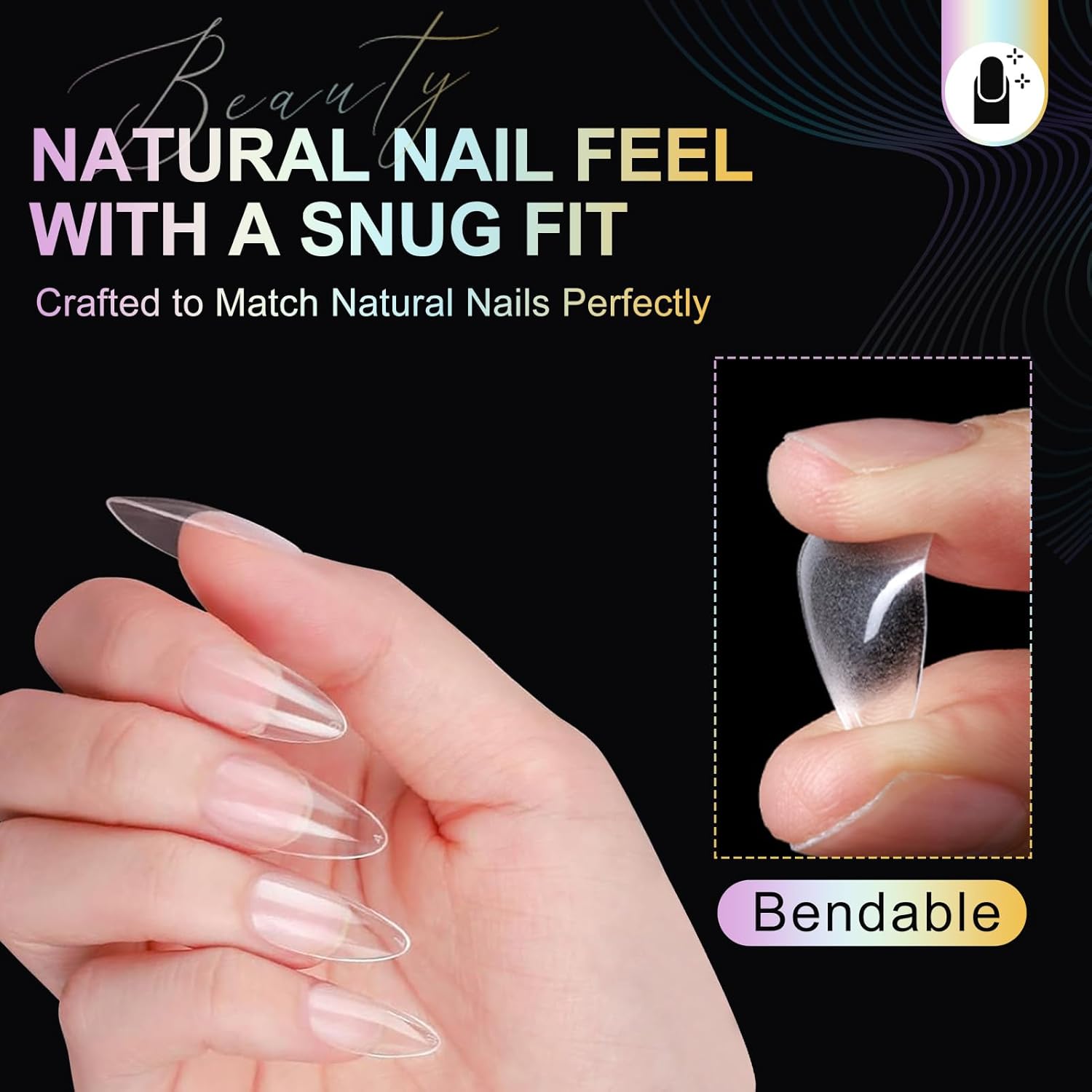 Almond Nail Tips Soft Gel Nail Tips 240Pcs Pre-Shaped Medium Pointed Almond Nails Half Matte Full Cover Acrylic Clear Press on Fake Nails Tips for Extension Nail Art DIY Manicure Salon 12 Sizes-BrightBean Baby