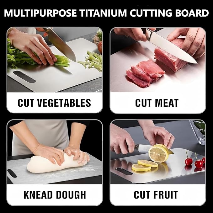 Titanium Cutting Board, Double Sided 2025 New Titanium Cutting Boards for Kitchen, Non Toxic Non Slip, Chopping Board, Dishwasher Safe, Easy to Clean (12"L x 9"W)
