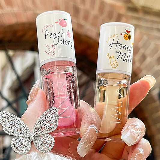 2Pcs Crystal Jelly Lip Oil Moisturizing Hydrating Lip Care Hydrating Lip Gloss Tinted Lip Balm, Long Lasting & Nourishing Lip Glow Oil, Non-sticky Fresh Texture-BrightBean Baby