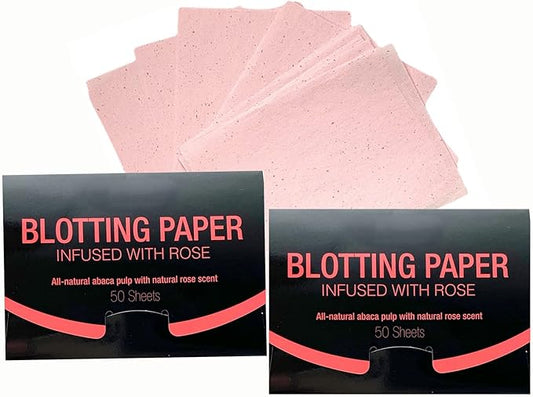 2 Pks ROSE INFUSED Natural Abaca Blotting Paper - 100 Oil Blotting Sheets - Makeup Friendly UNISEX All Skin Types Oily Skin Shine Blotter Photography Zoom Meetings Travel Gym School - MADE IN TAIWAN-BrightBean Baby
