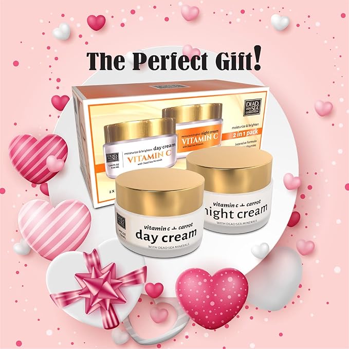 Dead Sea Collection Day and Night Cream Kit with Vitamin C - Anti-Wrinkle - Dead Sea Minerals - Nourishing, Moisturizer, Hydrating and Smoothing Face Cream (3.38 fl.oz)-BrightBean Baby