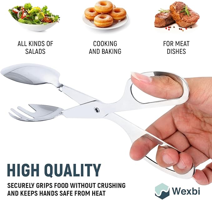 Salad Tongs 10-Inch – Heavy Duty Stainless Steel Serving Tongs for Salad, BBQ, Buffet, Kitchen & Party Use