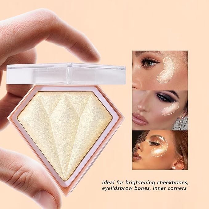 Face Highlighter Luminizers Highlighter powder Translucent Setting Powder High Definition Powder for All Skin Types and Skin Tones(N02)-BrightBean Baby