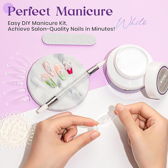 MIZHSE Solid Builder Gel for Nails, 60g White 3D Gel Nail Art Sculpting Non-Sticky Carving Hard Extension Soak Off UV LED for Salon Manicure Home DIY-BrightBean Baby