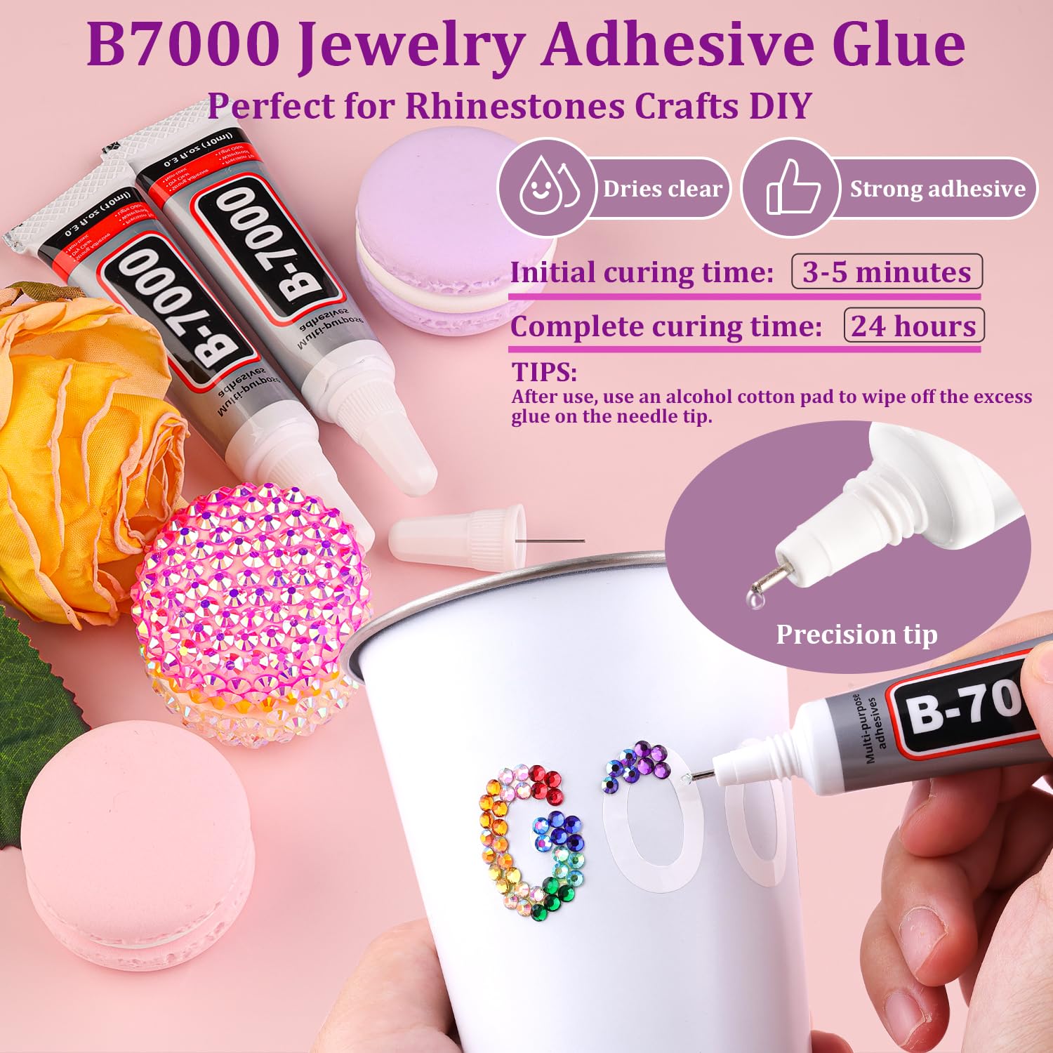 12600Pcs Resin Rhinestones for Crafting with Tweezers, Multicolor 4mm Bedazzling Crystal with 3Pcs 10ml B7000 Jewelry Glue for DIY Crafts Clothing Tumblers Shoes Fabric Nail Art-BrightBean Baby
