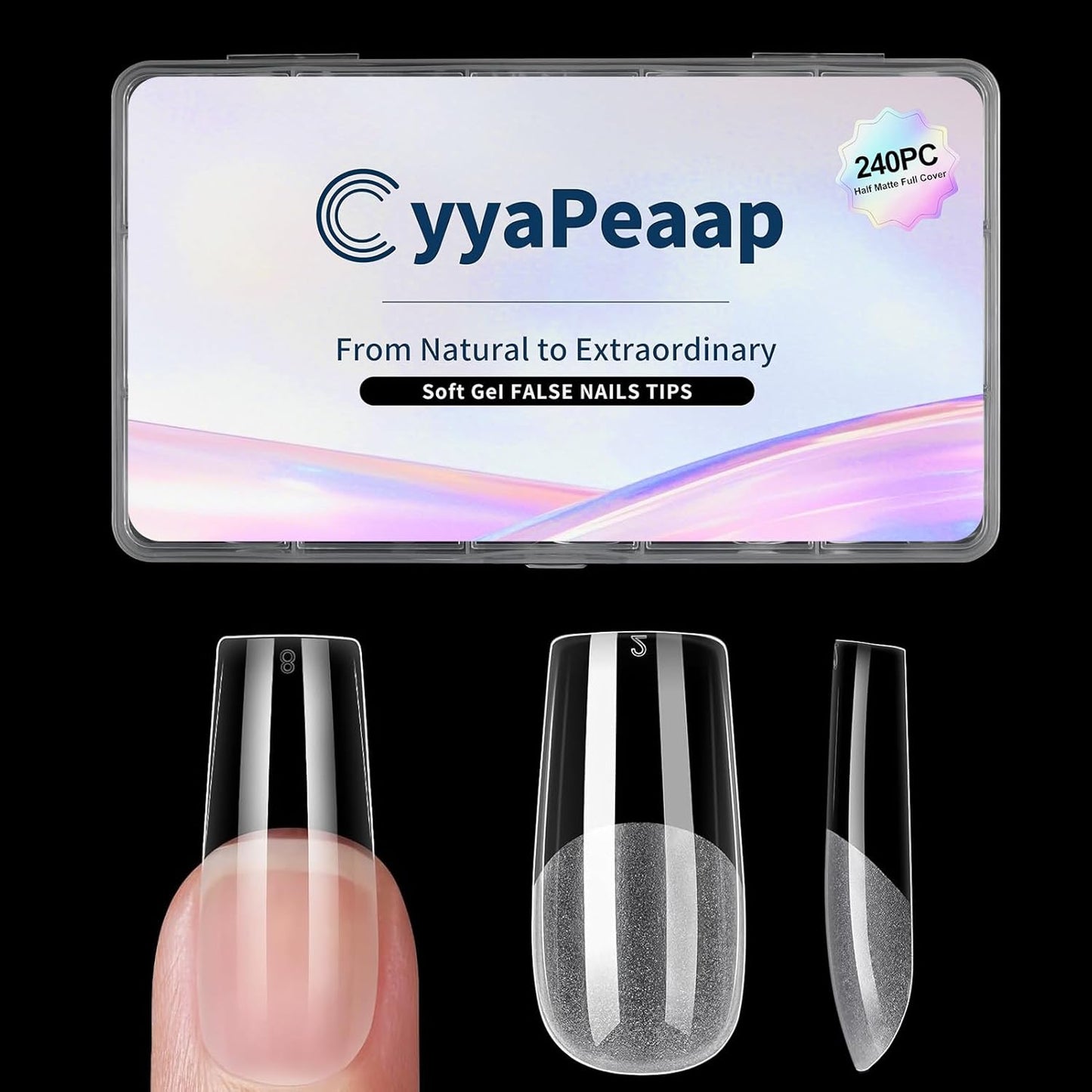 Square Nail Tips Medium Square Gel Nail Tips 240Pcs Pre-Etched Soft Acrylic Nails Tips Half Matte Full Cover False Nail No C Curve for Nail Extension French Nails Manicure Home DIY Salon 12 Sizes Tips-BrightBean Baby