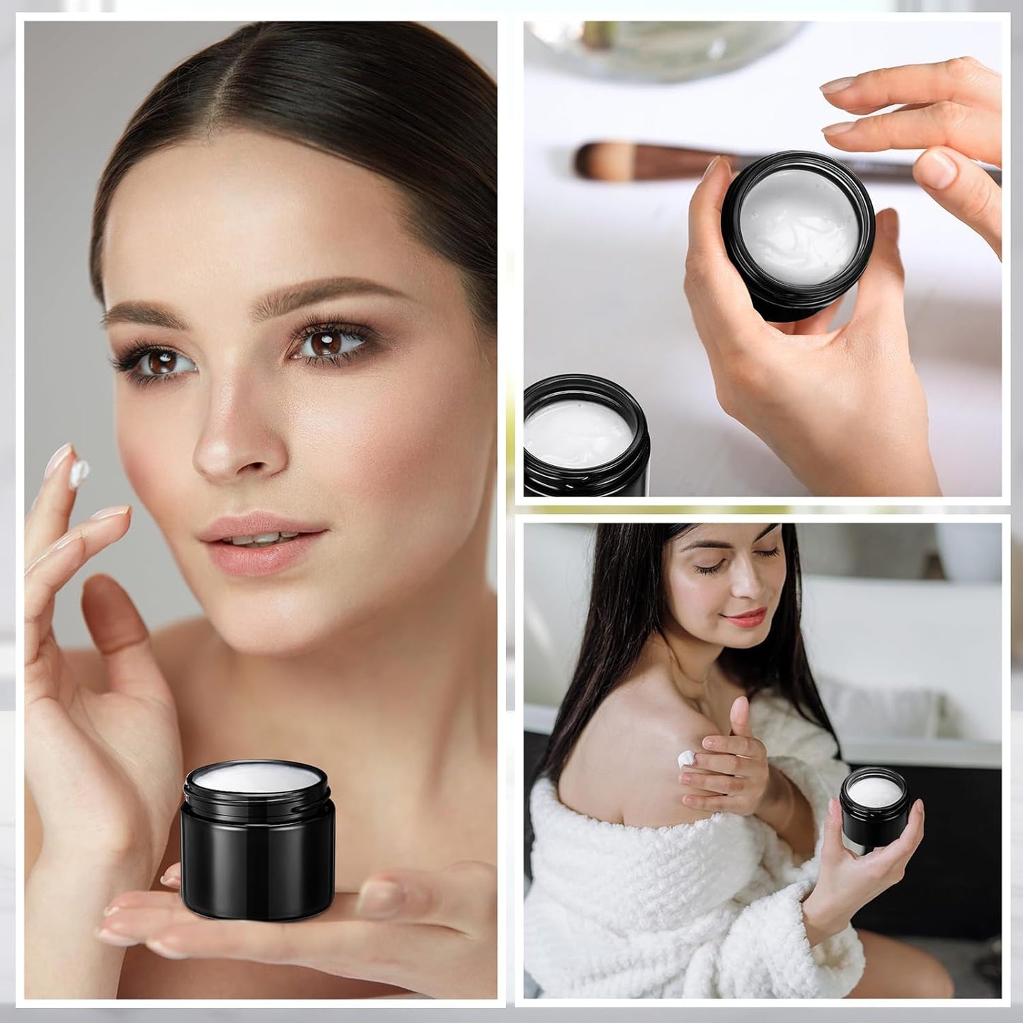 Domensi 72 Pcs 2 oz Glass Jars with Lids Travel Size Round Leakproof Empty Cosmetic Jars with Inner Liners Lid for Storing Makeup Lotions Face Cream Ointments Candle DIY Making (Black)-BrightBean Baby