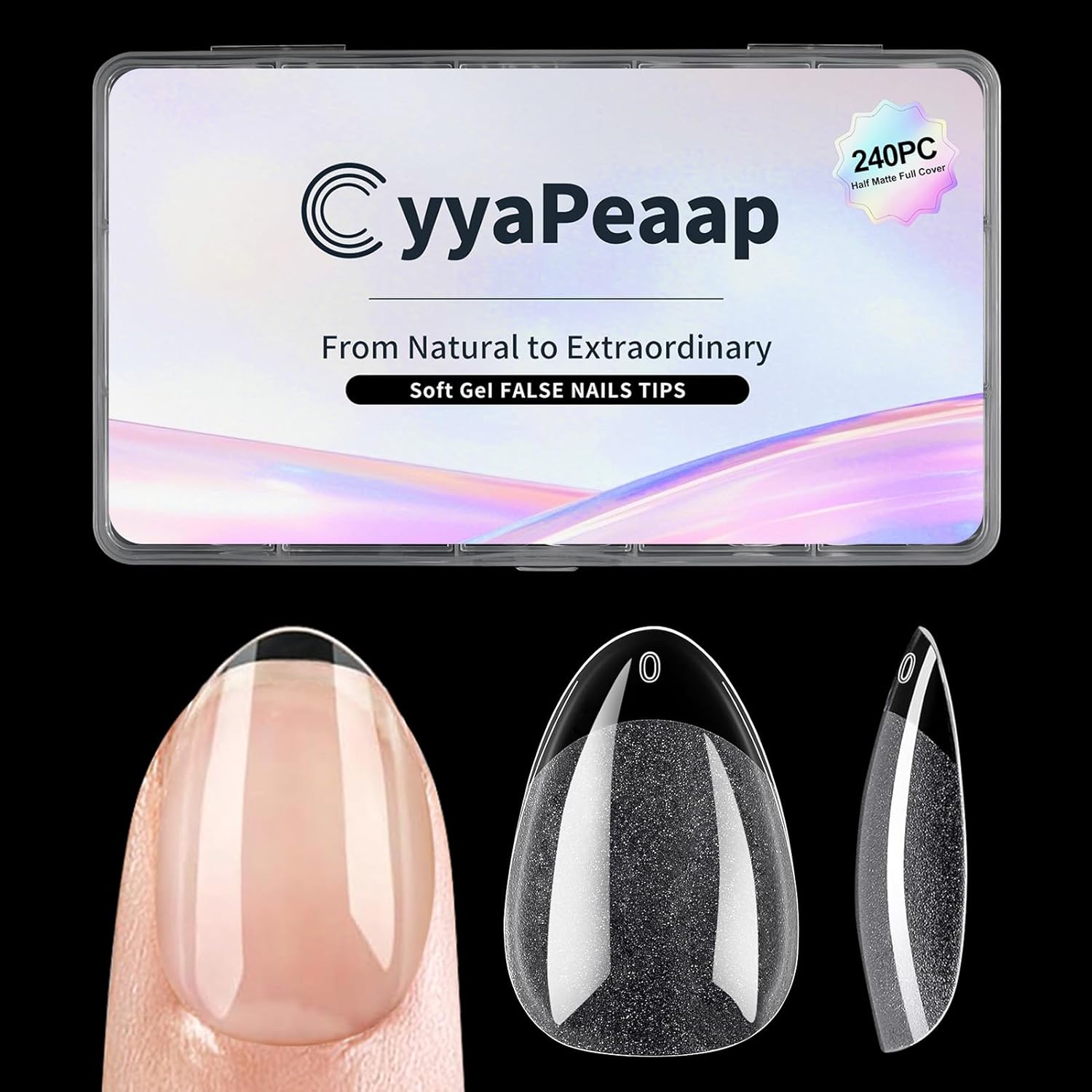 Almond Nail Tips Extra Short Soft Gel Nail Tips 240Pcs Short Almond Shaped Full Cover Nails Tips Half Matte Gelly Press on Fake Nails Tip for Acrylic Nail Tip Extension Home DIY & Salon Nails 12 Sizes-BrightBean Baby