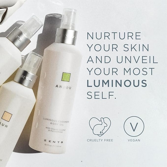 Zents Luminous Cashmere Body Oil (Fresh Fragrance) | Moisturizing Body Oil with Vitamin E & Organic Coconut Oil | Softens & Smooths Skin | 8 fl oz-BrightBean Baby