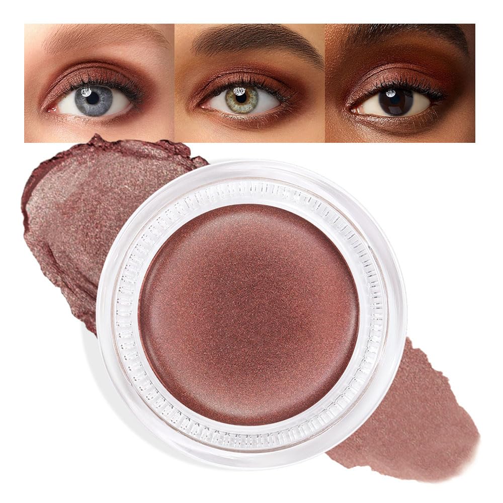 Cream Glitter Cocoa Shimmer Metallic Eyeshadow Palette Makeup, Natural Single Mini Instant Holographic Eyeshadow For Women, Sombras Crema Para Ojos, Talc, Paraben & Cruelty Free, 21-BrightBean Baby