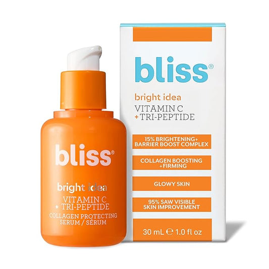 Bliss Vitamin C + Tri-Peptide Bright Idea Serum – 15% Brightening + Barrier Boost Complex for Radiant, Firm Skin – Anti-Aging Face Serum Boosts Collagen & Elasticity - 1 fl oz-BrightBean Baby