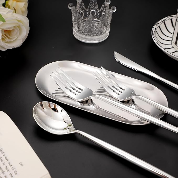 SUT 300Pcs Silver Plastic Cutlery, Silver Utensils Disposable, silver Plastic Silverware Set Include 100 Plastic Forks, 100 plastic Spoons, 100 plastic Knives Heavy Duty Flatware for Party