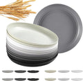 12 Pcs Unbreakable Deep Dinner Plates Set, 10 inch Reusable Plastic Wheat Straw Plates, Microwave and Dishwasher Safe Plate for Kitchen, Lightweight Plate for Dessert, BPA Free, 6 Colors