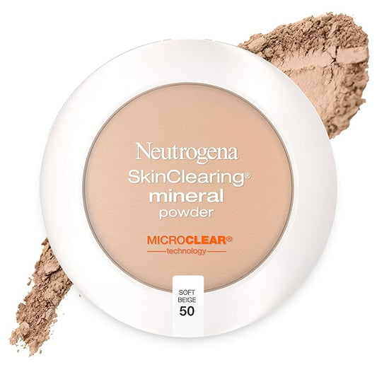 Neutrogena SkinClearing Mineral Acne-Concealing Pressed Powder Compact, Shine-Free & Oil-Absorbing Makeup with Salicylic Acid to Cover, Treat & Prevent Breakouts, Soft Beige 50,.38 oz-BrightBean Baby