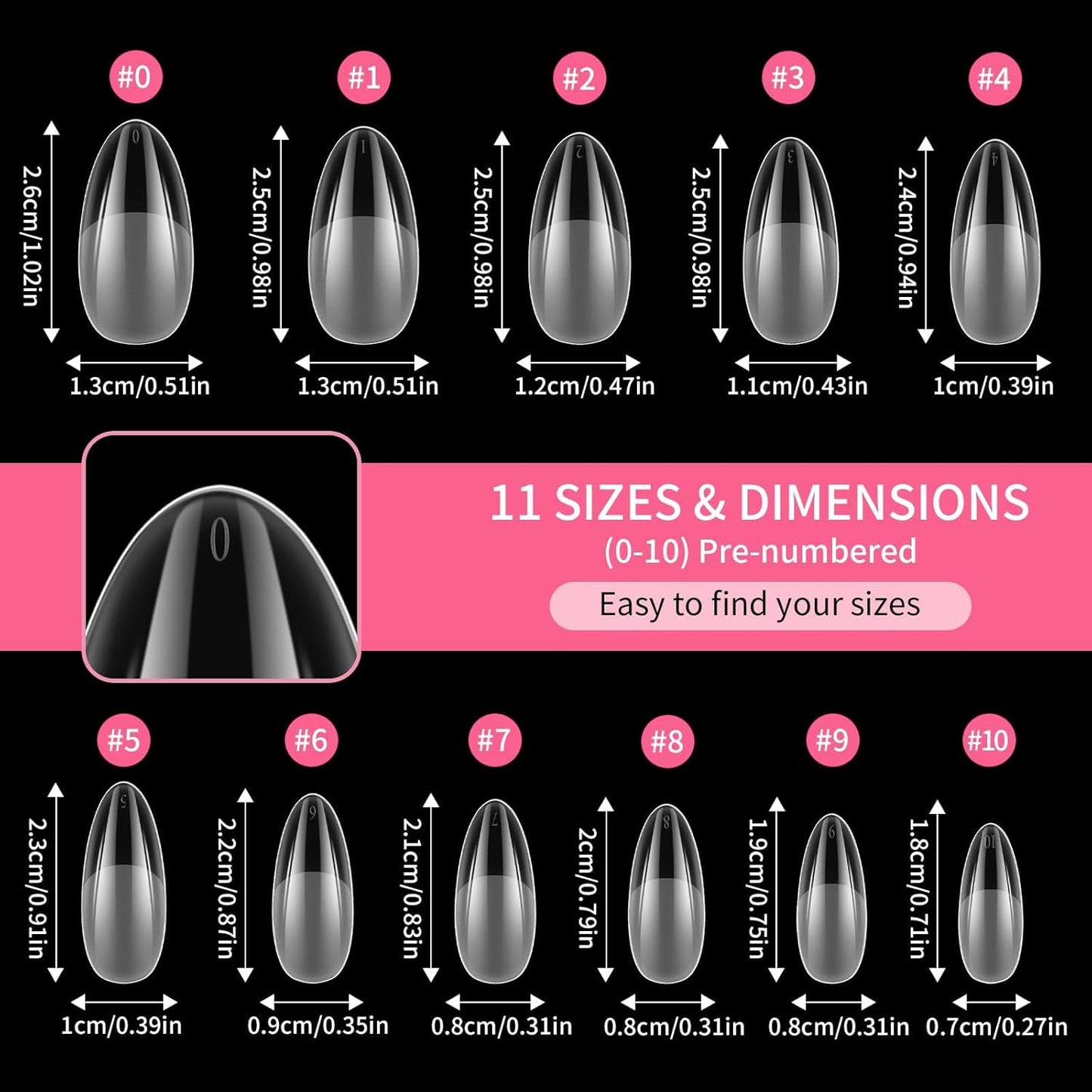 EBANKU Medium Almond Nail Tips, 550 Pcs Matte Clear Acrylic Press-on Nails, Pre-shaped Half Matte Full Cover Clear Acrylic Nails Gel Kit False Nail Tip Press on Nails for Nail Extension DIY Salon-BrightBean Baby