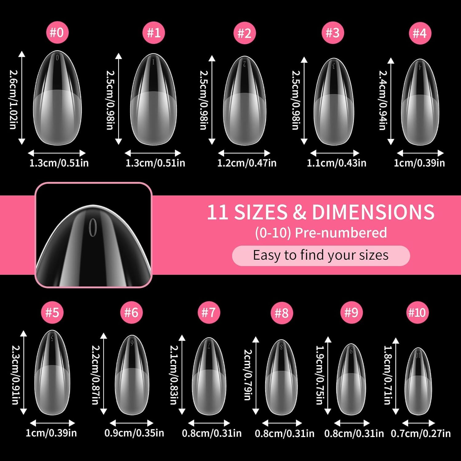 EBANKU Medium Almond Nail Tips, 550 Pcs Matte Clear Acrylic Press-on Nails, Pre-shaped Half Matte Full Cover Clear Acrylic Nails Gel Kit False Nail Tip Press on Nails for Nail Extension DIY Salon-BrightBean Baby