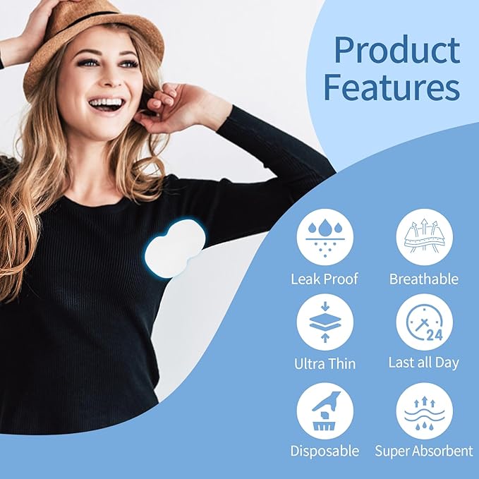 Armpit sweat pads, Underarm Sweat Pads - 120 Pack | Disposable, Ultra-Absorbent & Invisible | Anti-Sweat Pads for Men & Women | Stay Fresh & Dry All Day | Comfortable & Hypoallergenic (White, L)-BrightBean Baby