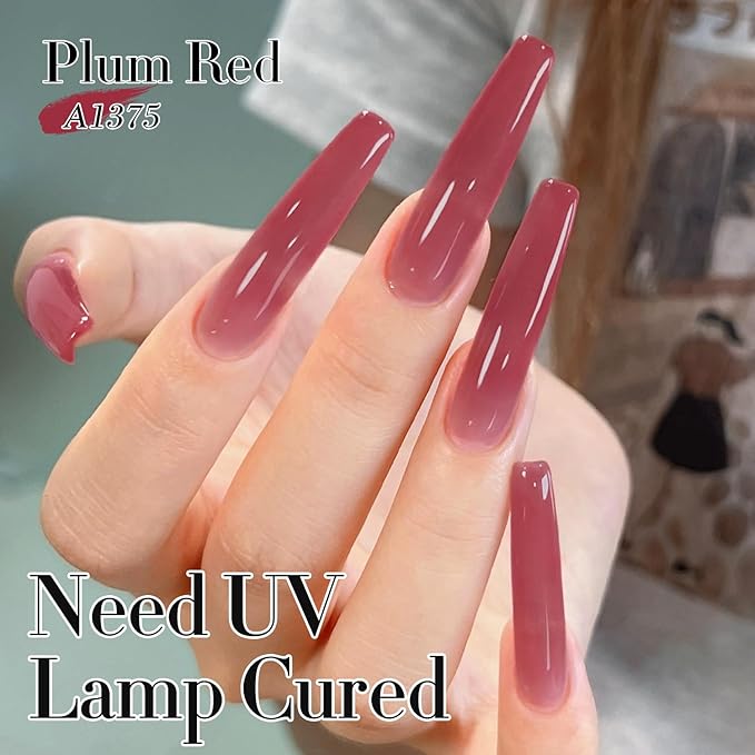 Double Rhythm 0.5Oz Gel Polish Translucent Sheer Neutral Natural Light Milky Same Color Same Bottle 15ML Jelly Gel Polish Art DIY at Home (Brown Purple-A1375)-BrightBean Baby