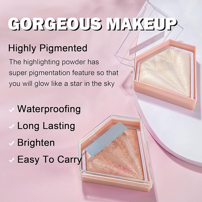 White Highlighter Makeup Palette Face Highlighter Powder Iluminadores De Maquillaje Narutal Shimmer Glitter Highlighter Contour Powder Makeup Palette-04 Ginger Color-BrightBean Baby