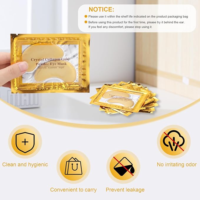Under Eye Patches, 20pcs Eye Masks for Dark Circles and Puffiness Wrinkles with Collagen Hydrating 24k Gold Eye Patches for Eye Bags Around The Eyes Skincare Treatment-BrightBean Baby