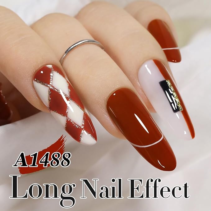 Double Rhythm Translucent Gel Polish Sheer Neutral Natural Light Milky Same Color Same Bottle 15ML Jelly UV Polish Nail Art DIY at Home (Brick Red-A1488)-BrightBean Baby