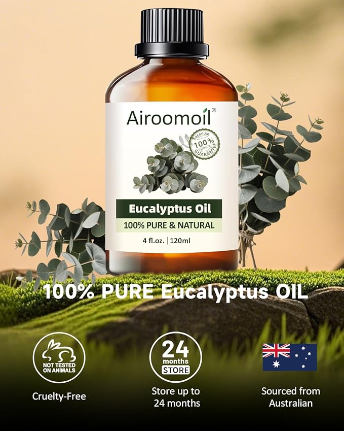 Pure Eucalyptus Essential Oil, 100% Pure Natural Eucalyptus Essential Oil, Premium Grade Essential Oils for Diffusers for Home, Skin, Care Massage, Soap Making, Aromatherapy, 4 Fl Oz | 120ml-BrightBean Baby