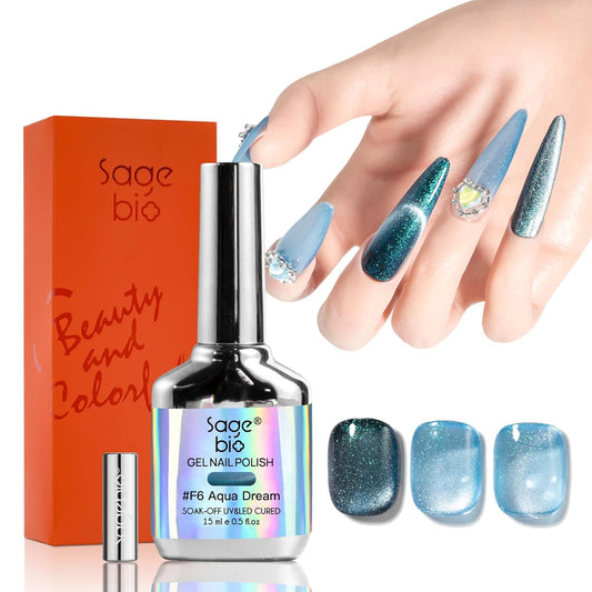 Cat Eye Gel Nail Polish, 15ml Magnetic Gel, High-Gloss Finish, Long-Lasting, DIY Manicure Kit with Magnet Stick, Stunning 3D Magnetic Effect, 04-BrightBean Baby