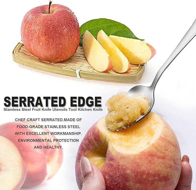 Grapefruit Spoon Serrated Edge Knife Stainless Steel Fruit Knife Grapefruit Utensils Tool Dessert Spoons for Citrus Lemon Kiwi Melon Lime Pitaya Apple Fruit Puree