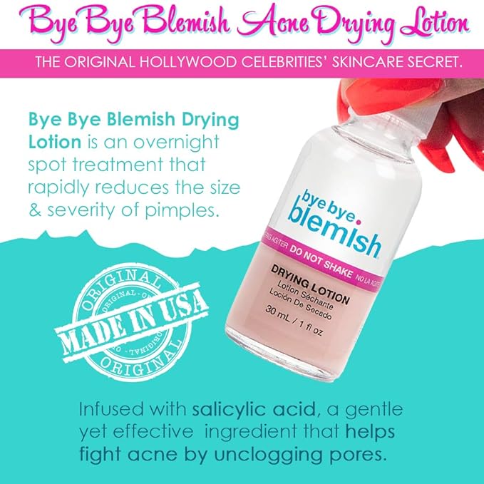 Bye Bye Blemish Acne Drying Lotion, On-the-Spot Pimple Treatment, Reduce Pimples Overnight, Beauty Skincare Essential - 1oz. (2-Pack)-BrightBean Baby