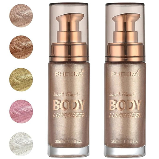 PHOERA Body Luminizer Highlighter, Waterproof Moisturizing and Glow For Face & Body, Face Body Glow Illuminator (2PCS 101 Rose Gold)-BrightBean Baby