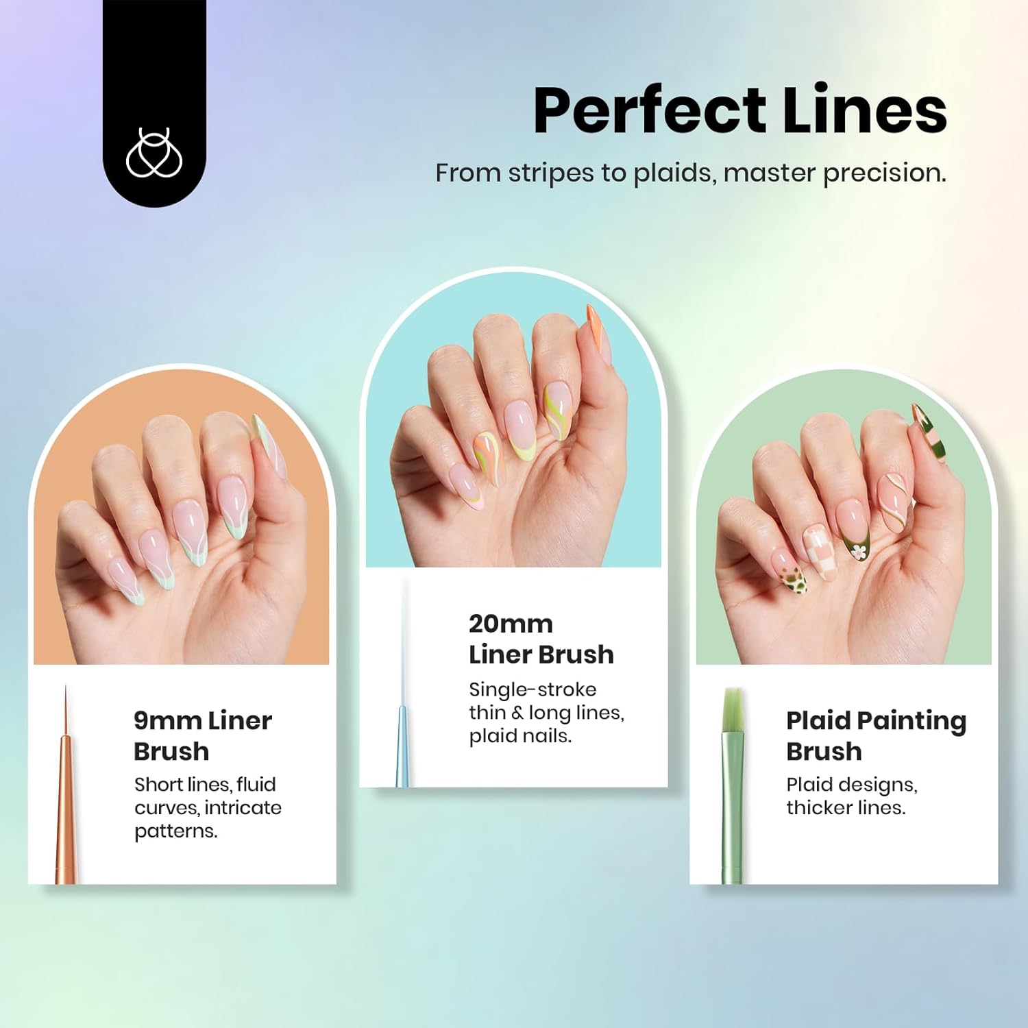 Beetles Nail Art Brushes Set for Gel Polish 8 Pcs - Nail Art Design Pen Fingernail Painting Dotting Tool, Liner Gradient Clean Up Brush DIY with Palette Rainbow Pastel Pen Set Manicure Kit-BrightBean Baby