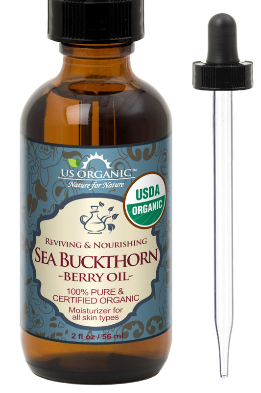 US Organic Sea Buckthorn Berry (Fruit) Oil, Supercritical CO2 extracted, USDA Certified Organic,100% Pure Virgin, Unrefined in Amber Glass Bottle, Face, Hair, spot Treatment, Anti Aging, 2 oz (56 ml)-BrightBean Baby