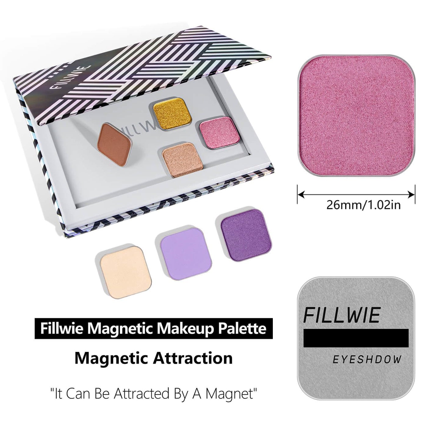 Single Pink Eyeshadow Matte Shimmer Highly Pigmented Blendable Longwear Powder in Magnetic Refill Pan for Custom Palette Easy to Apply and Remove (Fairy Bloom)-BrightBean Baby