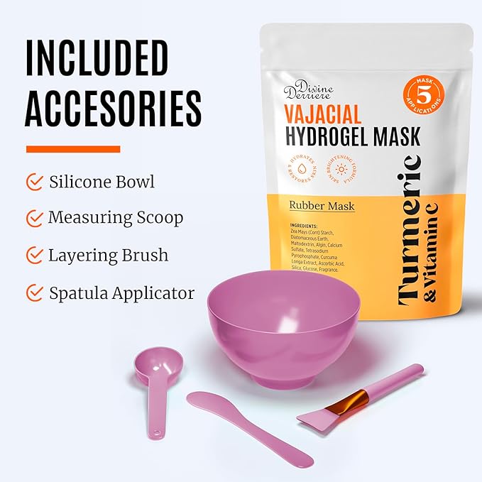 Divine Derriere Vajacial Hydrogel Mask - Premium Modeling Mask with Turmeric & Vitamin C - Deeply Purifying & Super Hydrating Facial and Vajacial Mask, Peel-Off Mask, Hydro jelly Mask Powder Kit-BrightBean Baby