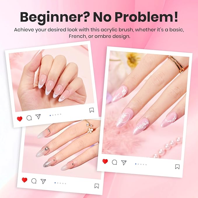 Beetles Acrylic Nail Brush Kolinsky Hair Bristles Round Shaped Metal Handle Nail Art Brushes for Manicure Extension Acrylic Powder DIY at Home Manicure Tool - Size 10-BrightBean Baby