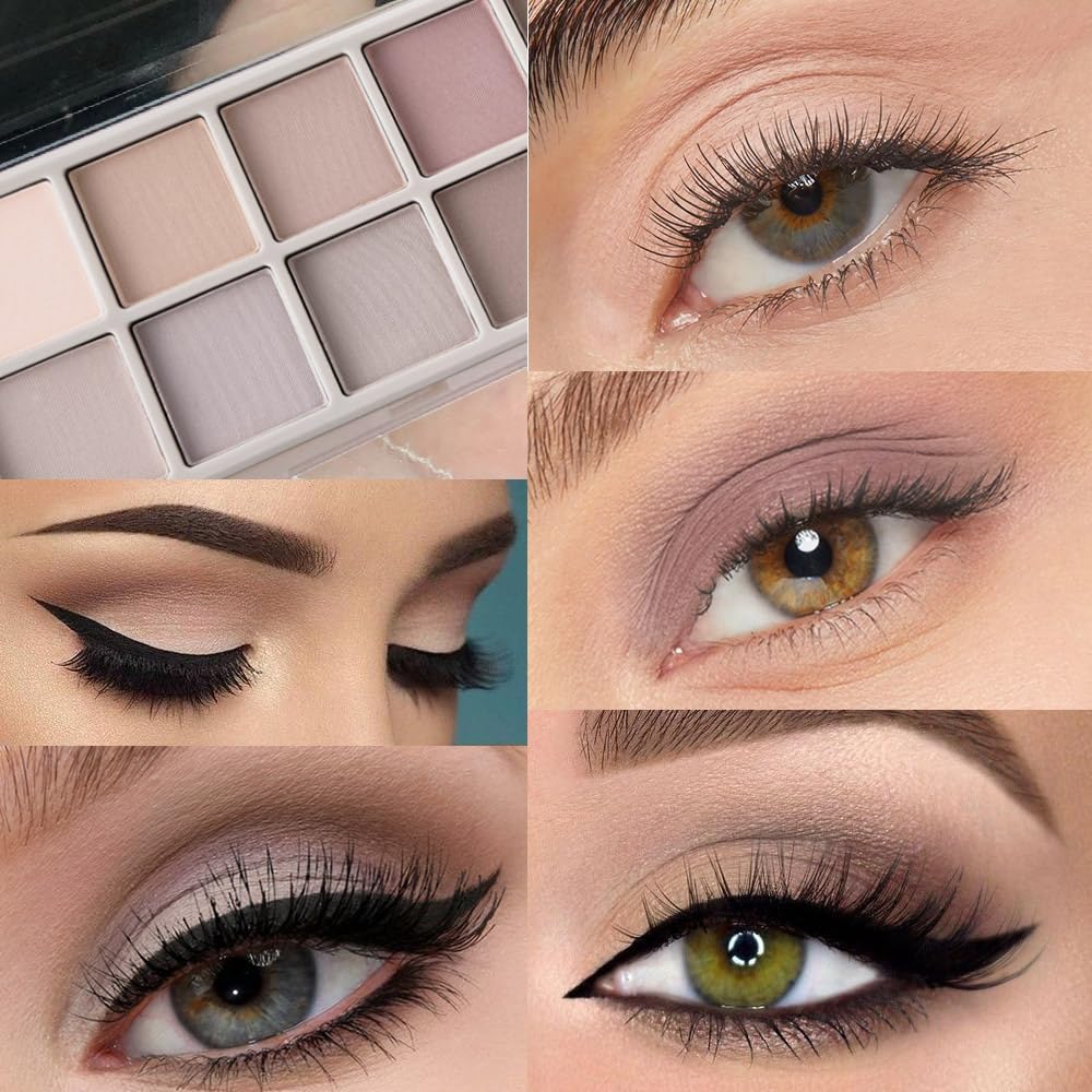 10 Color Matte Eyeshadow Palette | 10 Soft-Focus Matte Shades in Grey-Brown & Neutral Taupe | Silky Powder Blends Like Cream | Natural-Looking Nude Makeup for Mature Skin | Day to Night Wear-BrightBean Baby