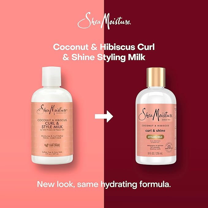 SheaMoisture Curl & Style Milk Coconut & Hibiscus with Silk Protein & Neem Oil for Thick, Defined, Curly Hair Fair Trade, Sulfate-Free 8 oz-BrightBean Baby