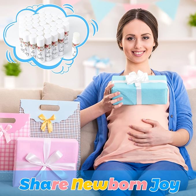 40 Pieces Lip Balm Bulk Baby Shower Jasmine Lip Balm Favors Floral Moisturizing Lip Balm for Women Children Men Girl kids Gender Reveal Favors Gift Baskets (Flower)-BrightBean Baby