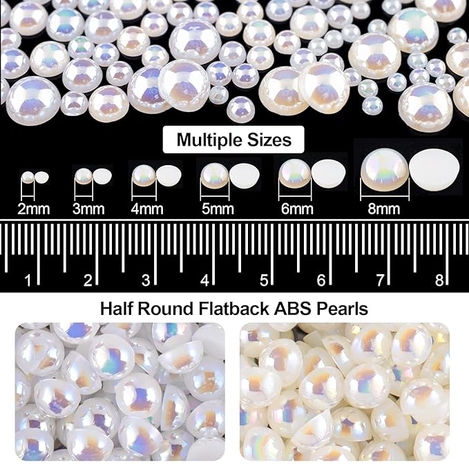 Flat Back Rhinestone+Half Round Pearl Kits Colorful Rhinestones+White AB+Beige AB Pearls With Picker Pencil And Tweezer For Home DIY And Professional Use-BrightBean Baby