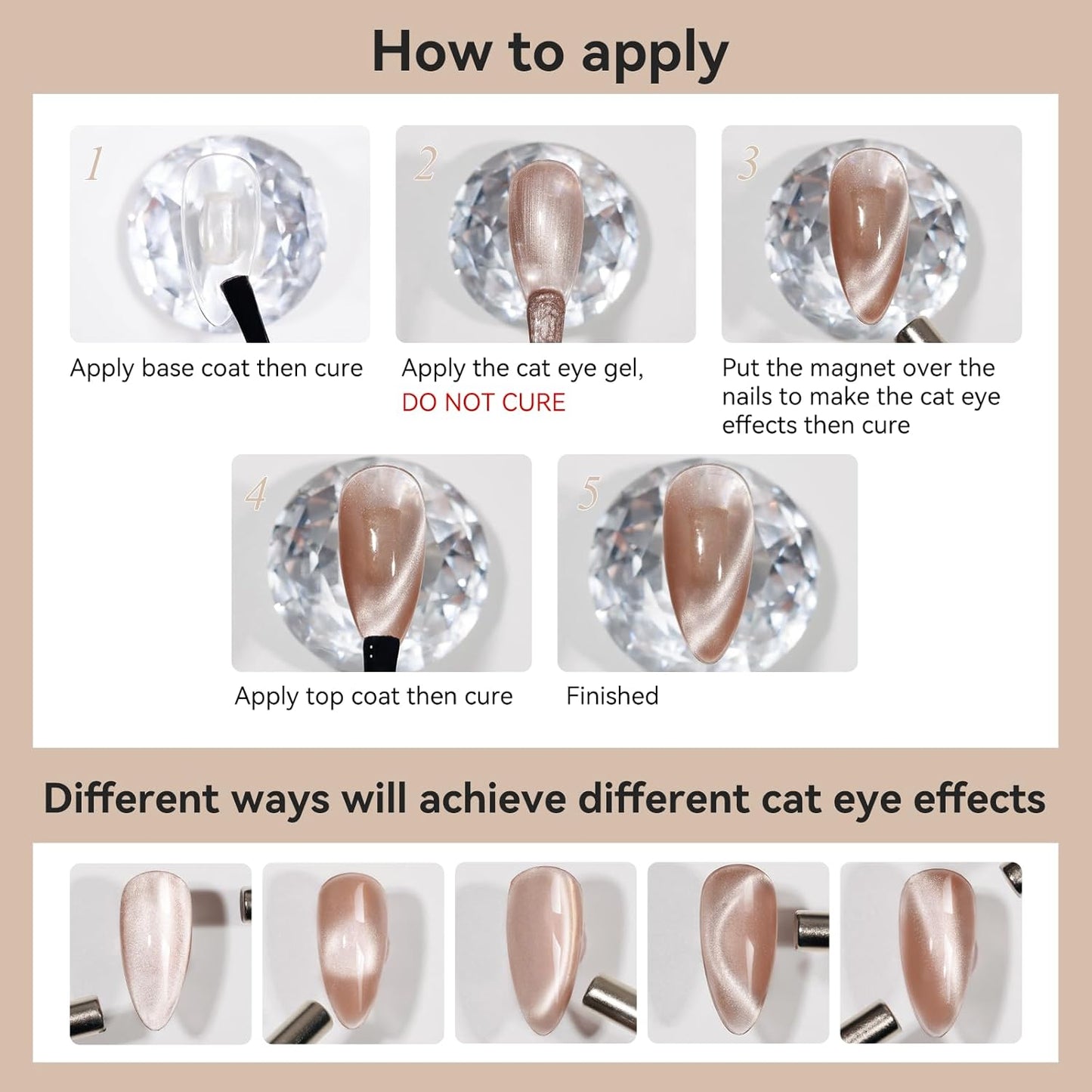 Cat Eye Gel Nail Polish Moonlight, 12ML High Gloss Smoothie Glitter Brown Cat Eye Nail Polish Magnetic Holographic UV Gel Polish for Nail Art Manicure Salon DIY at Home 1PC-BrightBean Baby