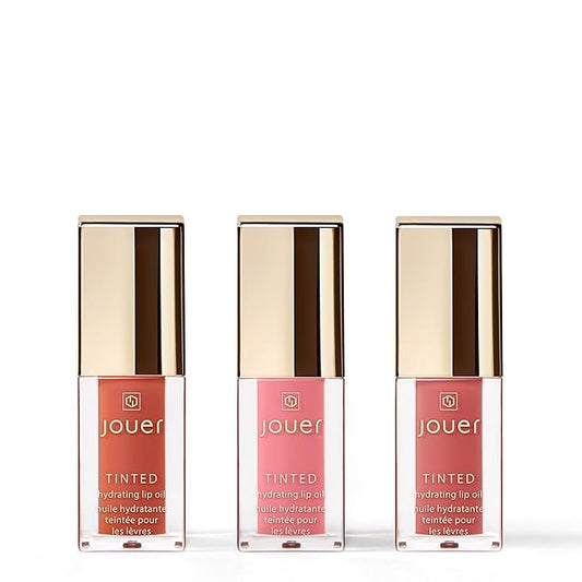 Jouer Bonnes Fêtes Deluxe Mini Lip Oil - Tinted Hydrating Lip Oil Gloss – Moisturizing Dry Lip Treatment Serum - Fragrance Free Tinted Lip Oil - Jojoba Seed Oil and Apricot Oil Formula - Valued at $42-BrightBean Baby